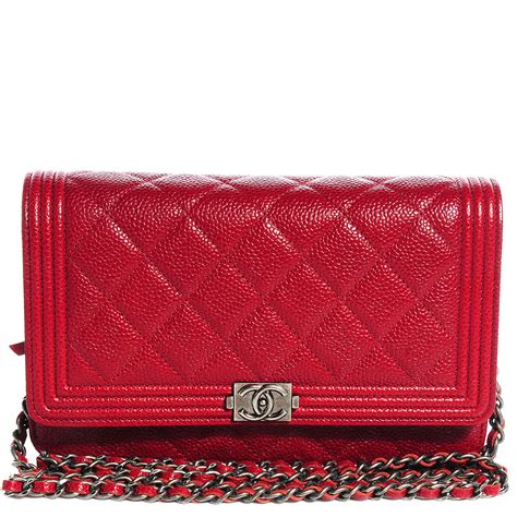 chanel boy wallet on chain red